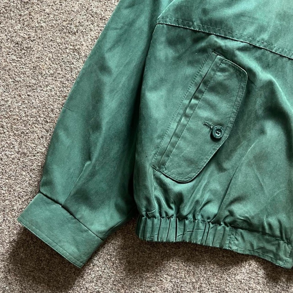 Vintage London Fog Microsuede Green Zip Up Bomber Jacket Colorblock Collar Men M - Picture 2 of 14